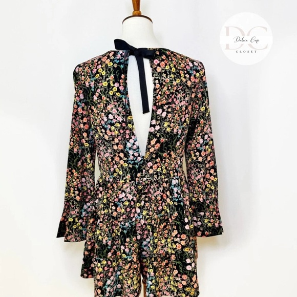 Zara Basic Collection Floral Mini Romper Tie Back Size X Small - Picture 12 of 16